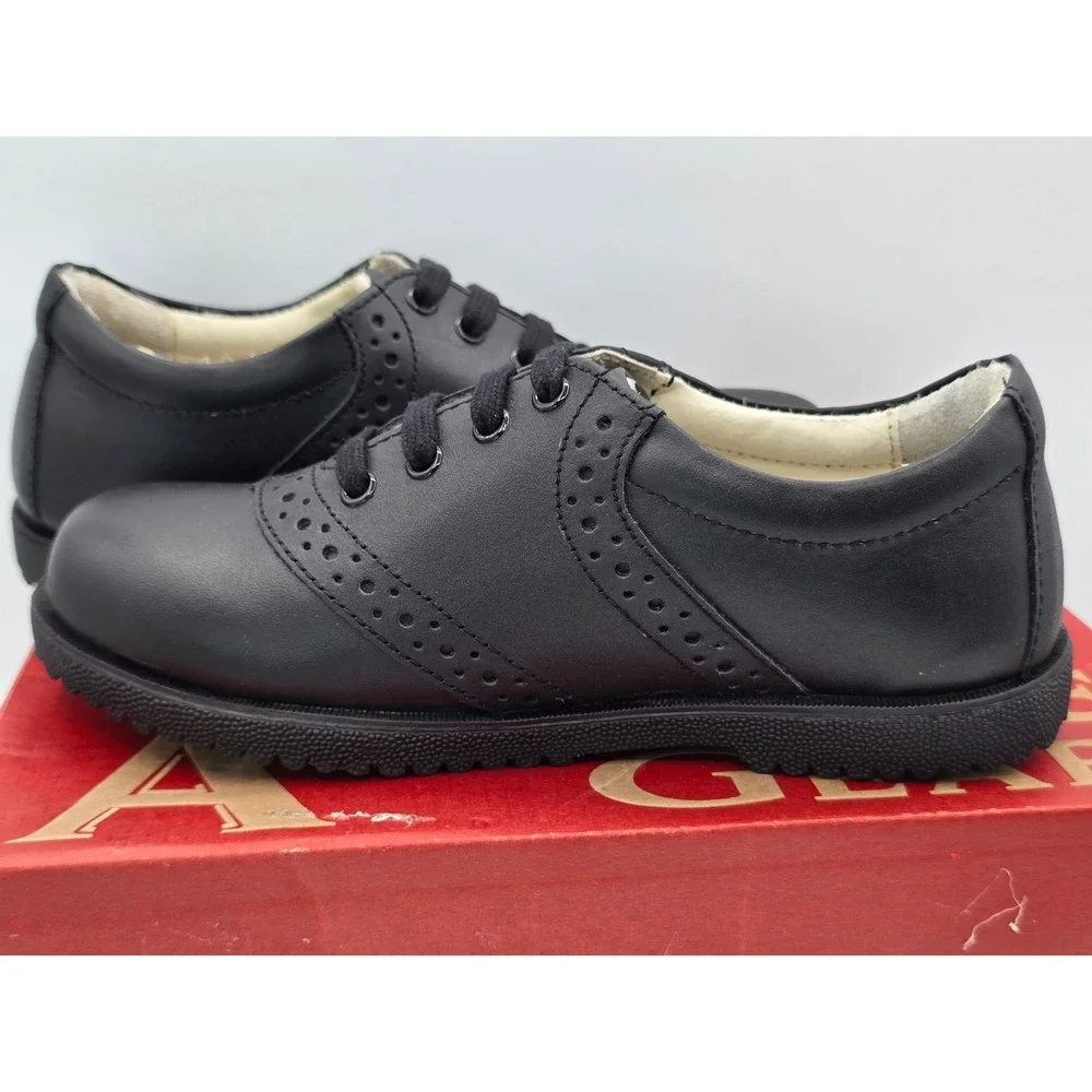Academie Gear Honor Saddle Shoes Kids Size 1 Black Leather Uniform - New
